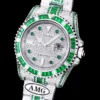 Rolex Replica Submariner Iced Out 116610LN Green-White Bezel