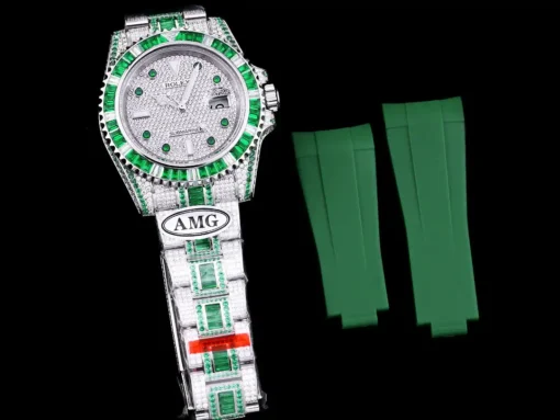 Best Fake Rolex Submariner Iced Out 116610LN Green-White Bezel