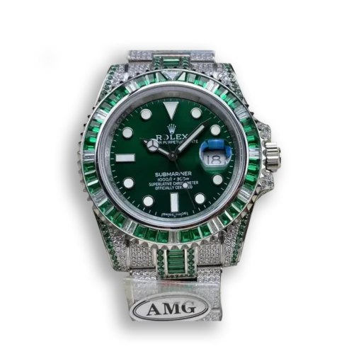 Replica Rolex Submariner Iced Out 116610LV-1 41mm Green Dial