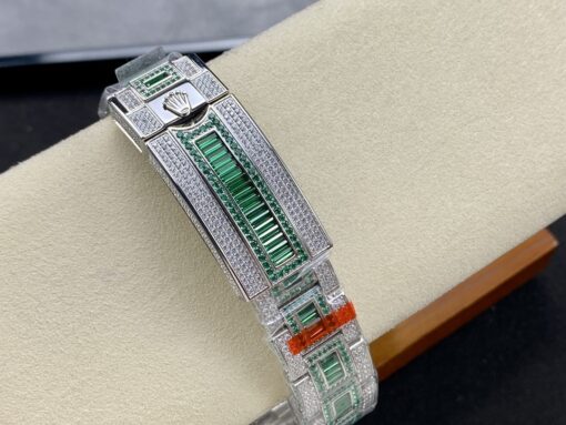 Rolex Clone Watches Submariner Iced Out 116610LV-1 41mm Green Dial
