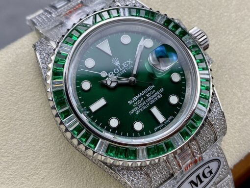 Rolex Super Clone Submariner Iced Out 116610LV-2 41mm Green Dial