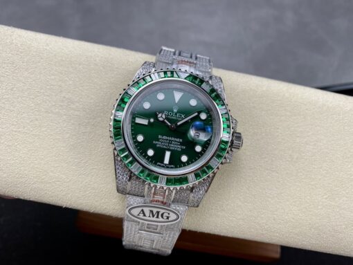 Super Clone Rolex Submariner Iced Out 116610LV-2 41mm Green Dial