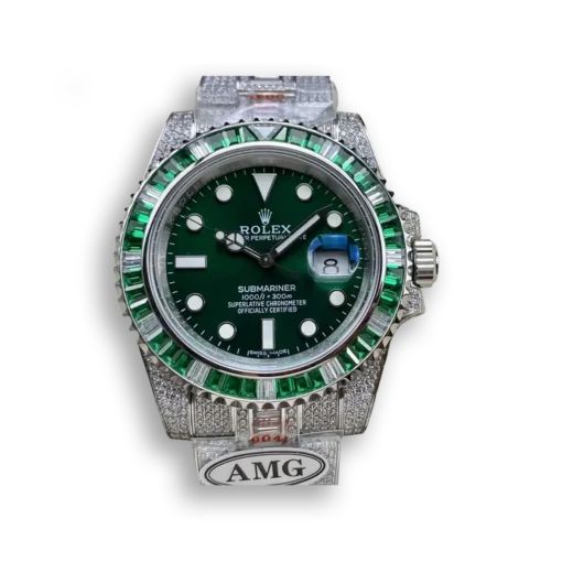 Replica Rolex Submariner Iced Out 116610LV-2 41mm Green Dial
