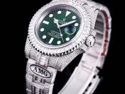 Fake Rolex Submariner Iced Out 116610LV-3 41mm Green Dial