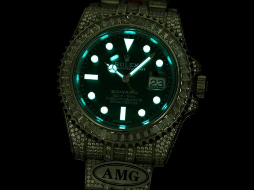 Super Clone Rolex Submariner Iced Out 116610LV-3 41mm Green Dial