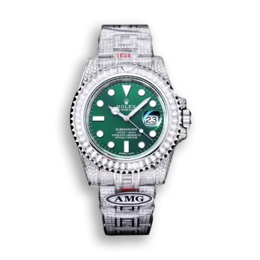 Replica Rolex Submariner Iced Out 116610LV-3 41mm Green Dial