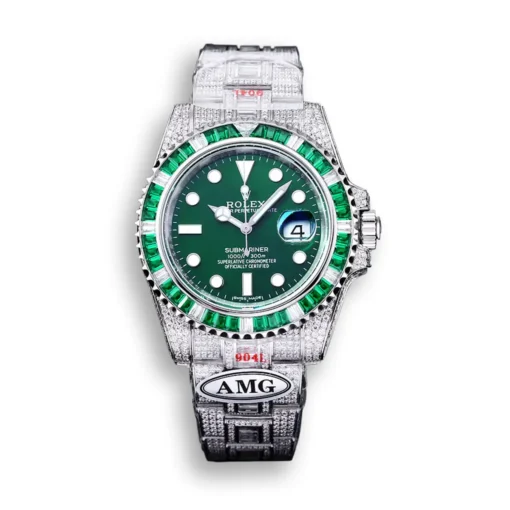 Replica Rolex Submariner Iced Out 116610LV-4 41mm Green Dial