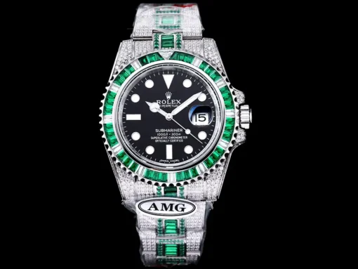 Rolex Super Clone Submariner Iced Out 116610LV 40mm Black Dial Green Bezel