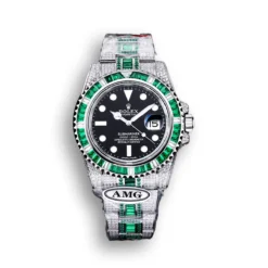Replica Rolex Submariner Iced Out 116610LV 40mm Black Dial Green Bezel