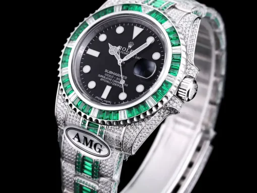 Rolex Replica Submariner Iced Out 116610LV 40mm Black Dial Green Bezel