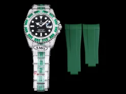 Super Clone Rolex Submariner Iced Out 116610LV 40mm Black Dial Green Bezel