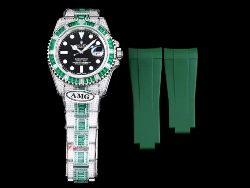 Super Clone Rolex Submariner Iced Out 116610LV 40mm Black Dial Green Bezel
