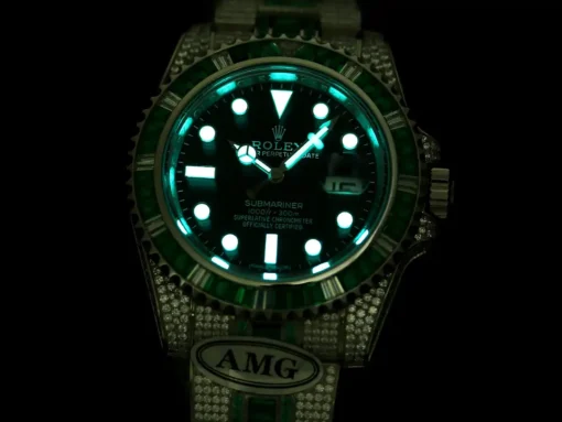 Best Fake Rolex Submariner Iced Out 116610LV 40mm Black Dial Green Bezel