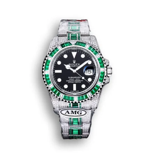 Replica Rolex Submariner Iced Out 116610LV 40mm Black Dial Green Bezel