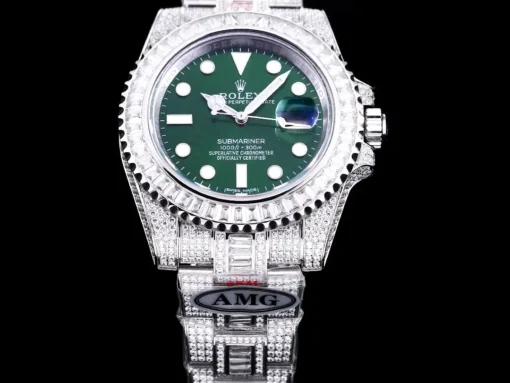 Fake Rolex Submariner Iced Out 116610LV 40mm Green Dial