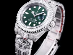 Rolex Replica Submariner Iced Out 116610LV 40mm Green Dial