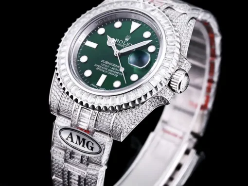 Rolex Replica Submariner Iced Out 116610LV 40mm Green Dial