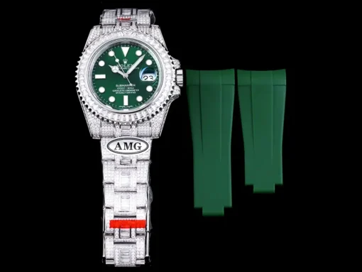Super Clone Rolex Submariner Iced Out 116610LV 40mm Green Dial