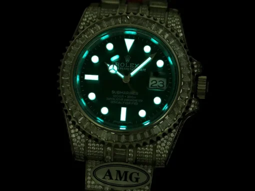 Best Fake Rolex Submariner Iced Out 116610LV 40mm Green Dial