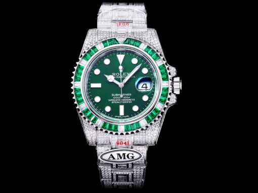 Rolex Super Clone Submariner Iced Out 116610LV 40mm Green Dial Green Bezel