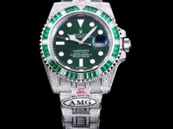 Fake Rolex Submariner Iced Out 116610LV 40mm Green Dial Green Bezel