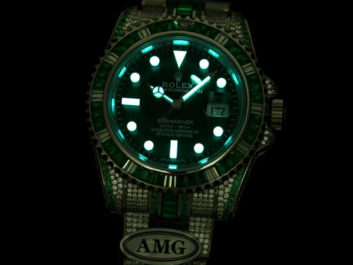 Best Fake Rolex Submariner Iced Out 116610LV 40mm Green Dial Green Bezel