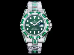 Rolex Super Clone Submariner Iced Out 116610LV 40mm Green Diamond Bezel