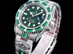 Rolex Replica Submariner Iced Out 116610LV 40mm Green Diamond Bezel