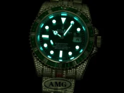 Best Fake Rolex Submariner Iced Out 116610LV 40mm Green Diamond Bezel