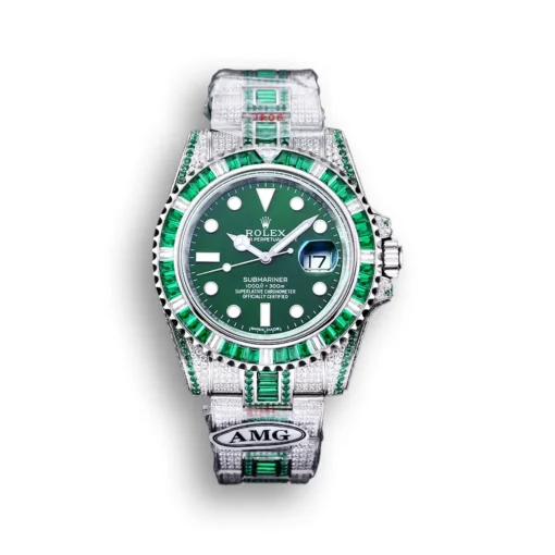 Replica Rolex Submariner Iced Out 116610LV 40mm Green Diamond Bezel