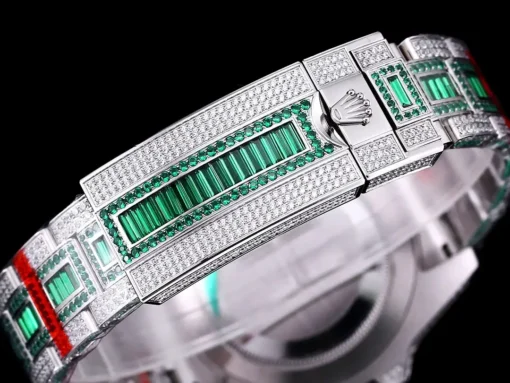 Best Rolex Replica Submariner Iced Out 116610LV 40mm Green Diamond Bezel