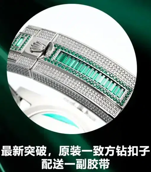 Rolex Clone Submariner Iced Out 116610LV 40mm Green Diamond Bezel