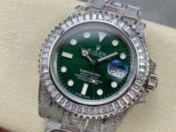 Fake Rolex Submariner Iced Out 116610LV 41mm Green Dial
