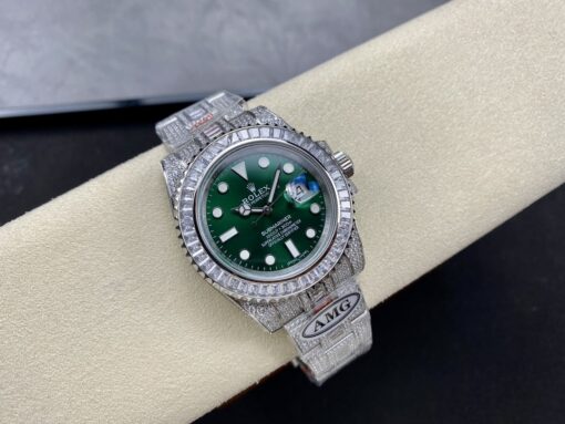 Rolex Replica Submariner Iced Out 116610LV 41mm Green Dial