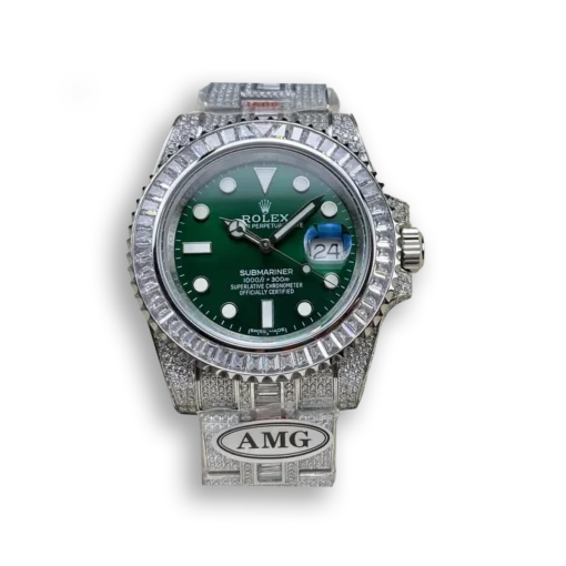 Replica Rolex Submariner Iced Out 116610LV 41mm Green Dial
