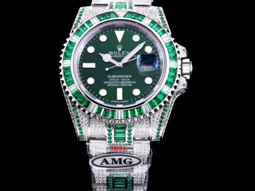 Rolex Super Clone Submariner Iced Out 116610LV-5 41mm Green Dial