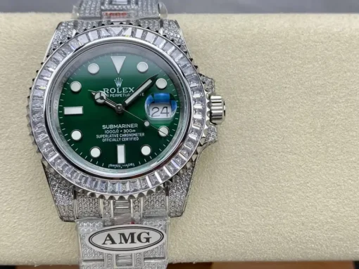 Rolex Super Clone Submariner Iced Out 116610LV Green Dial