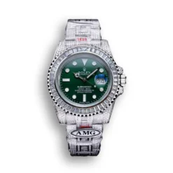 Replica Rolex Submariner Iced Out 116610LV Green Dial