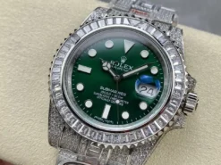 Rolex Replica Submariner Iced Out 116610LV Green Dial