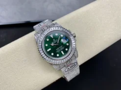 Super Clone Rolex Submariner Iced Out 116610LV Green Dial