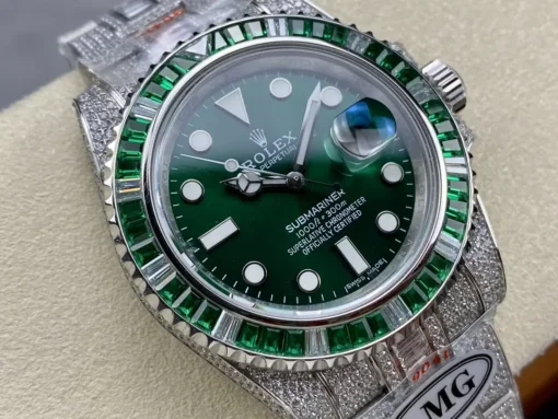Fake Rolex Submariner Iced Out 116610LV Green Dial 40mm Green Bezel