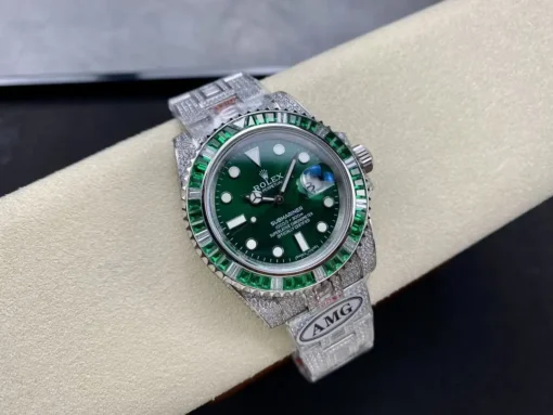 Super Clone Rolex Submariner Iced Out 116610LV Green Dial 40mm Green Bezel