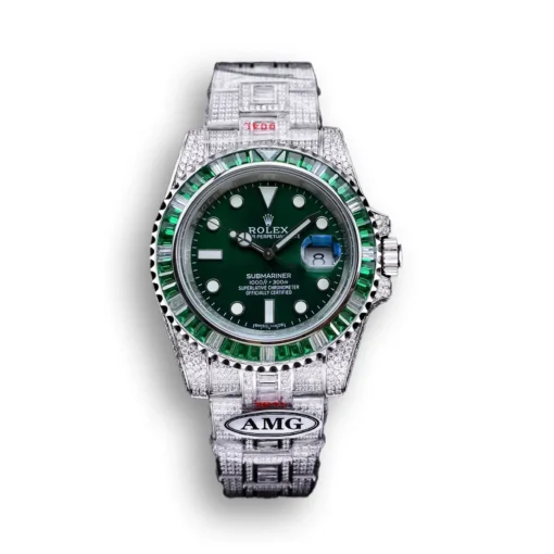 Replica Rolex Submariner Iced Out 116610LV Green Dial 40mm Green Bezel