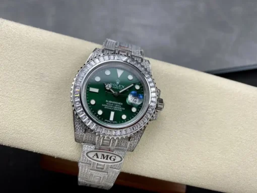 Best Fake Rolex Submariner Iced Out 116610LV Green Dial