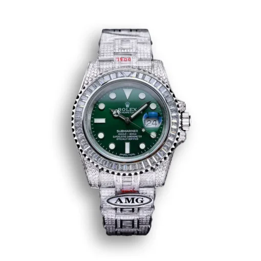 Replica Rolex Submariner Iced Out 116610LV Green Dial