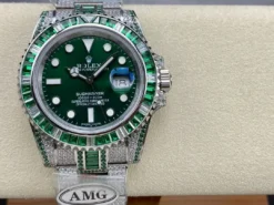 Rolex Super Clone Submariner Iced Out 116610LV Green Dial Green Bezel