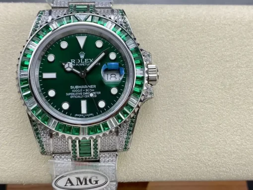 Rolex Super Clone Submariner Iced Out 116610LV Green Dial Green Bezel