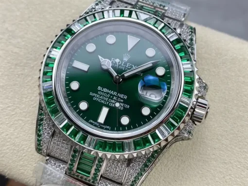 Rolex Replica Submariner Iced Out 116610LV Green Dial Green Bezel