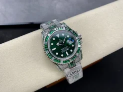 Super Clone Rolex Submariner Iced Out 116610LV Green Dial Green Bezel