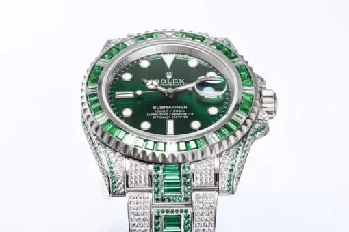 Fake Rolex Submariner Iced Out 116610LV Green Water Ghost